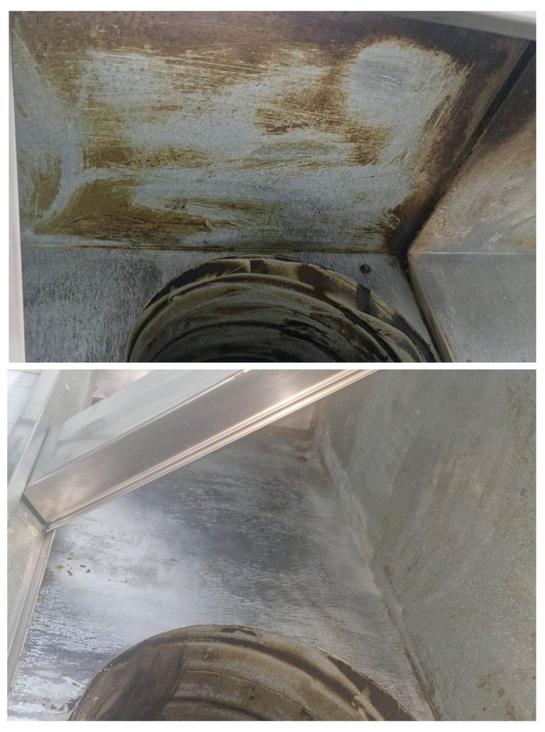 Limpieza laser de campana extractora de cocina industrial  de acero inoxidable