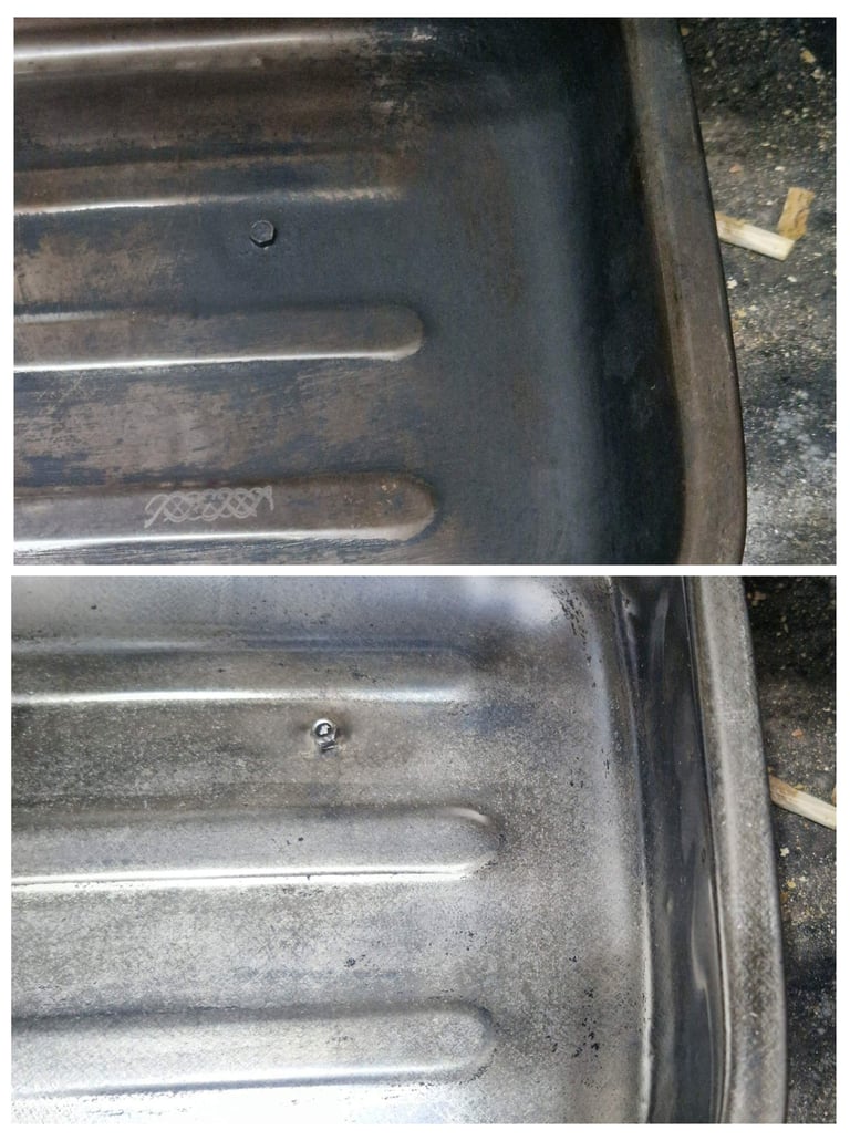 Limpieza laser de aceite en aluminio antes y resultado final