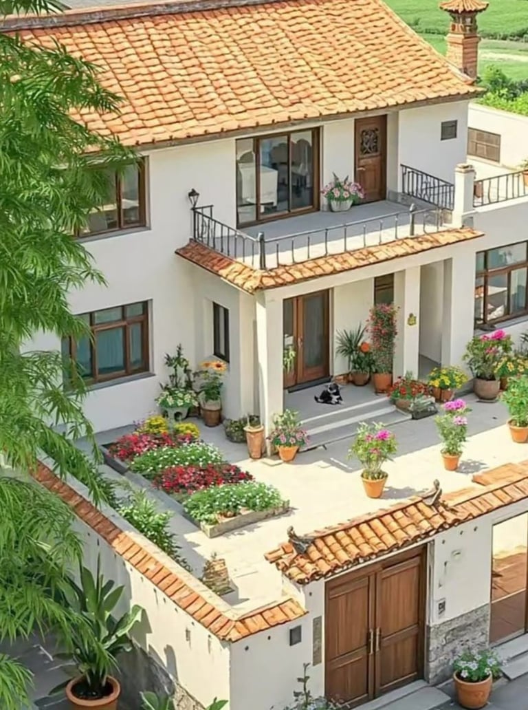 Fabulous House with Flower Beds