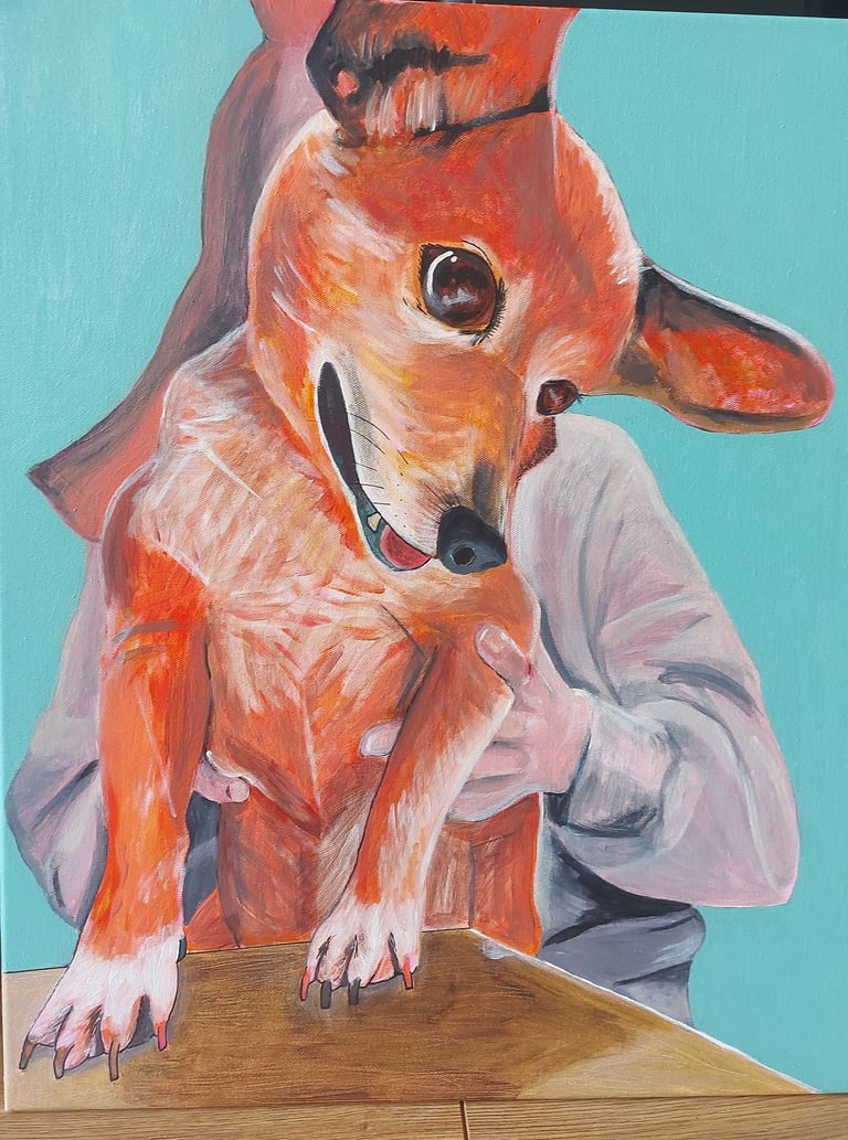 A painting of a dog, pet portrait