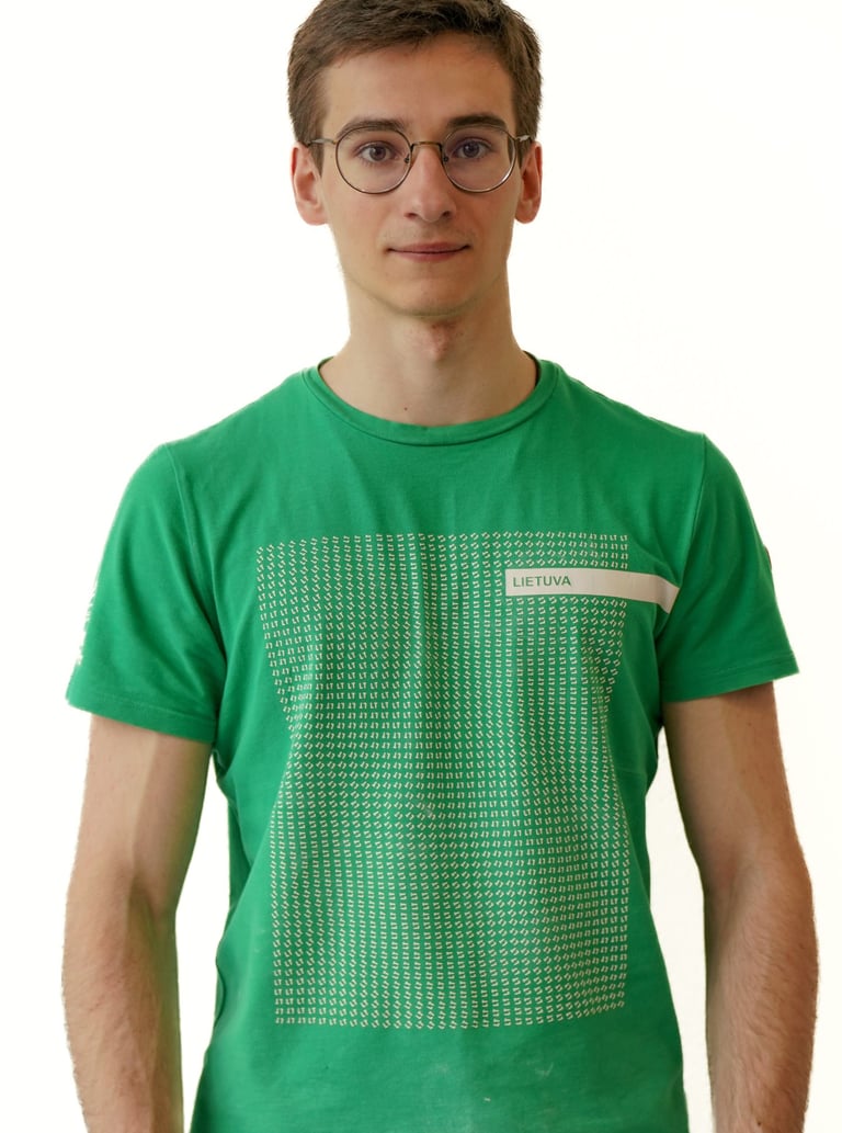 a man in a green shirt