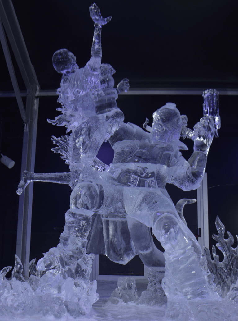 escultura de hielo hellboy vs la muerte sancho sculpture