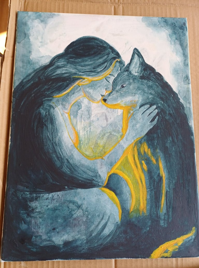 Trusting - originales Kunstwerk Mixed Media auf Leinwand von Janina Jaeckel