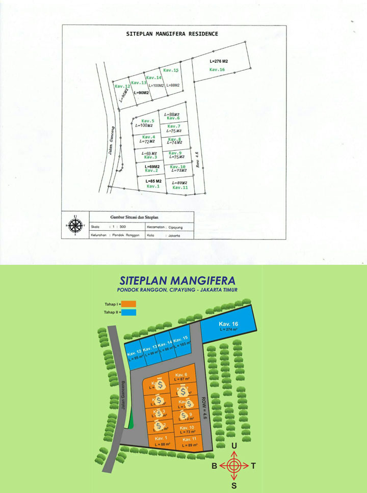 siteplan mangifera residence perumahan di Cipayung Jakarta timur