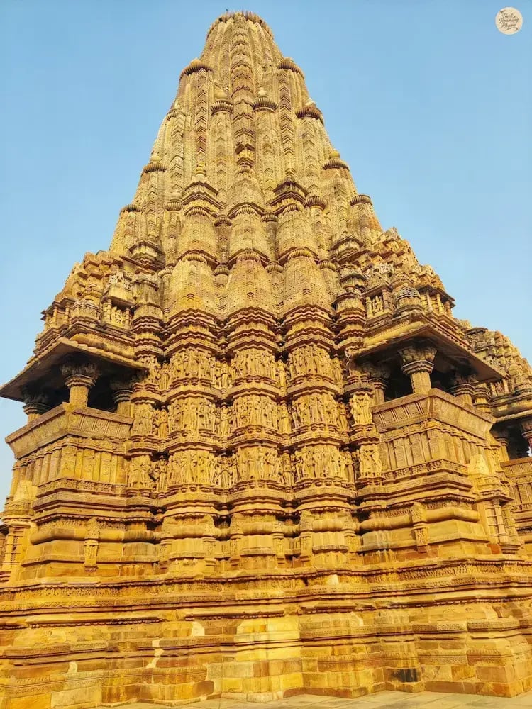Main shikhara of Kandariya Mahadev Temple Khajuraho with 84 smaller spires.