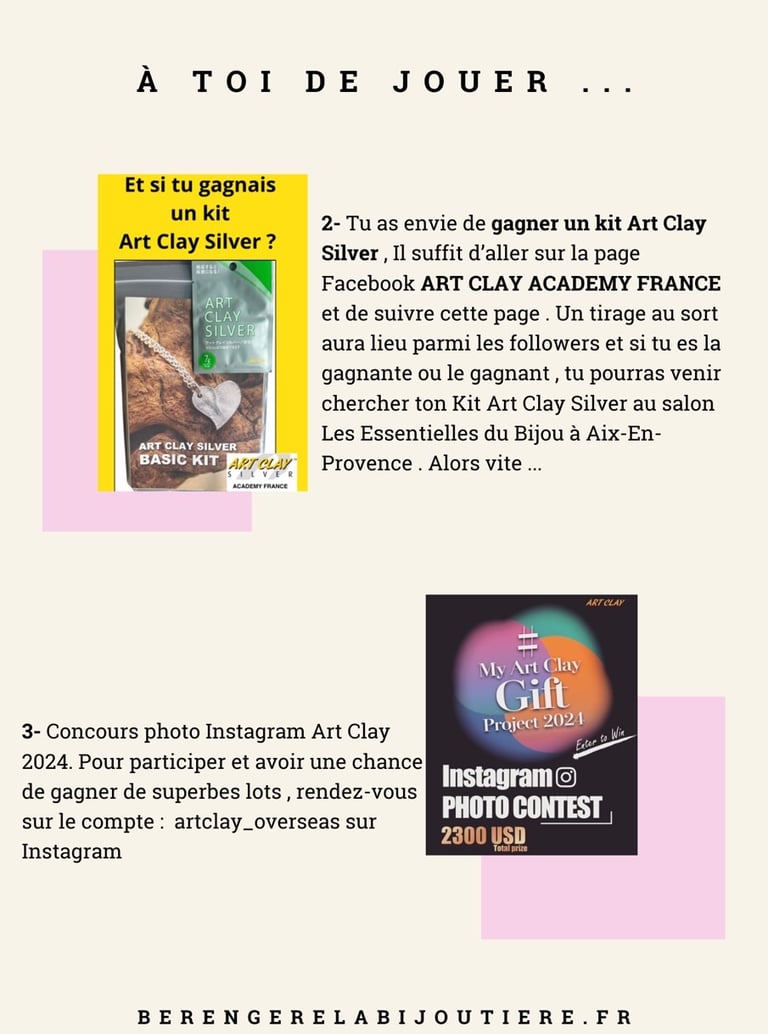 Jeux concours avec Art Clay Silver