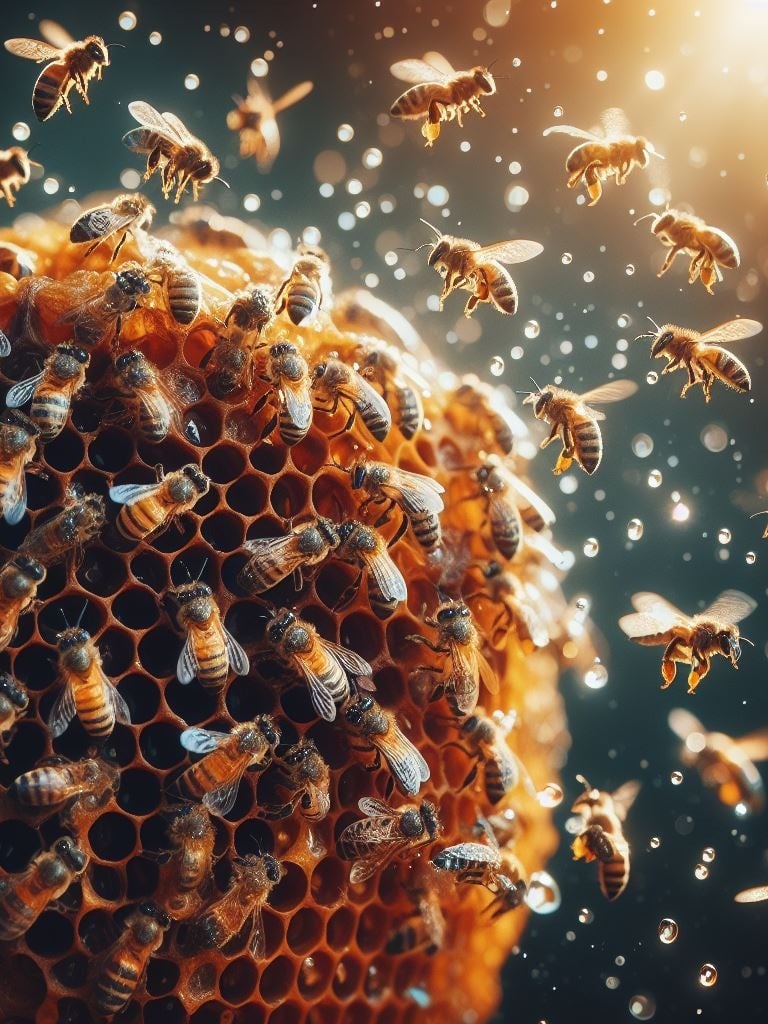 essaim abeille sur cadre