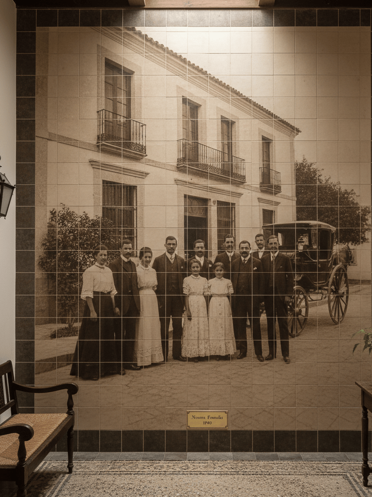 Fotografia de  antepasados mural en azulejos para la entrada de casa