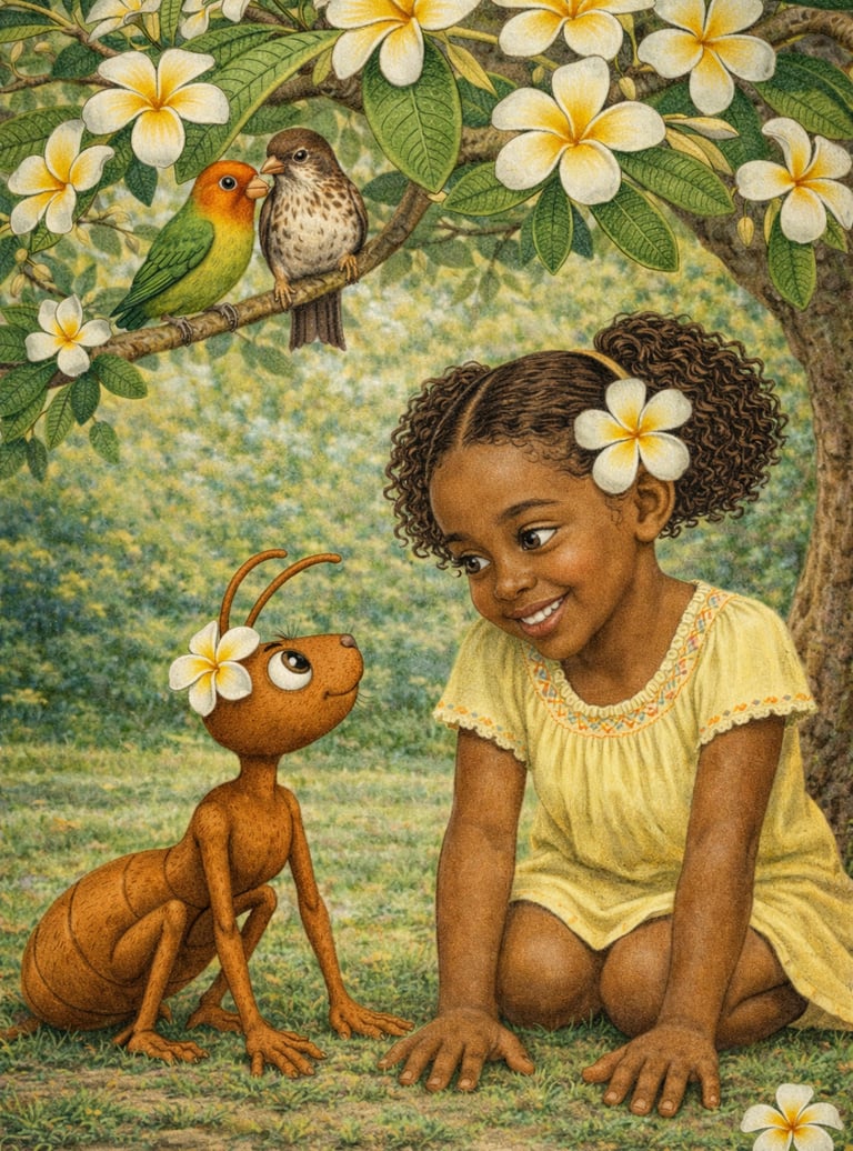 Shaman and Daisy grounding the energy of the bird on the stem. thrusjh and love bird.