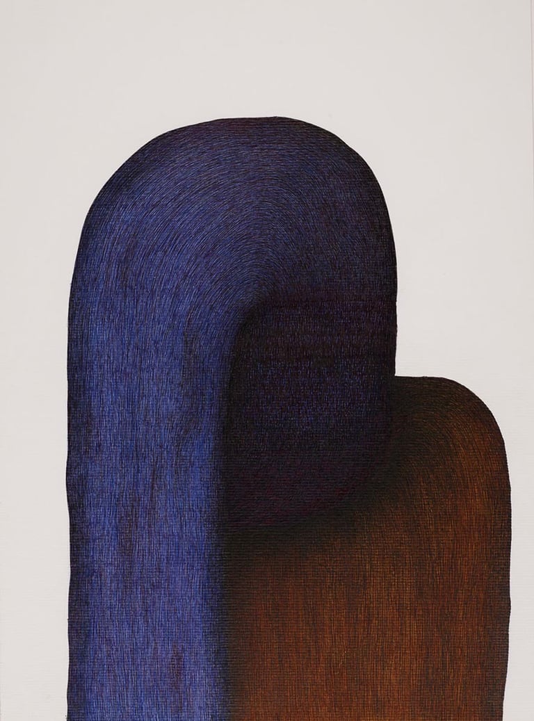 dessin bic bleu et encres
