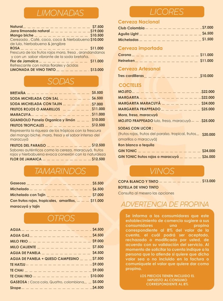 Limonadas y soda Menú Kabú Café Restaurante