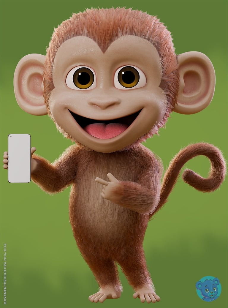 Mascote 3D exclusivo desenvolvido pela Produtora Movement