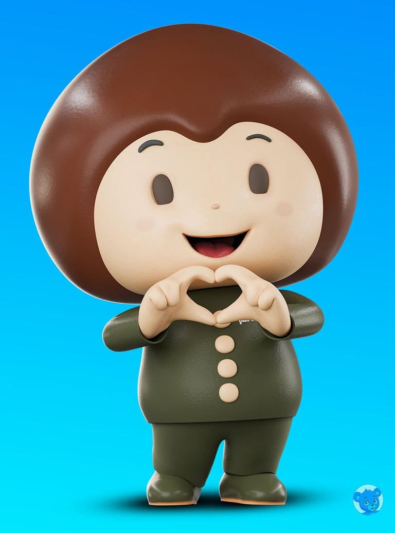 Projeto de mascote 3D personalizado criado pela Produtora Movement