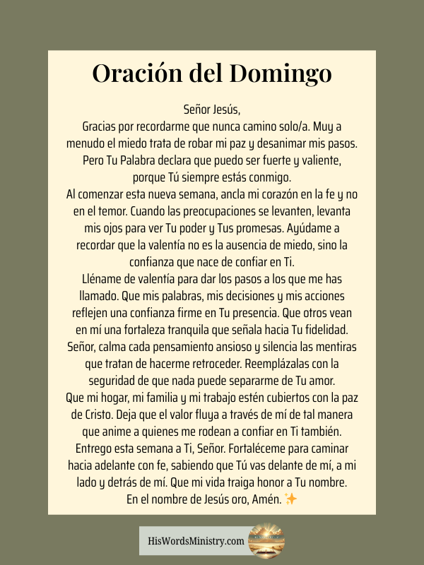 Fe Sobre el Temor – Oración del Domingo,