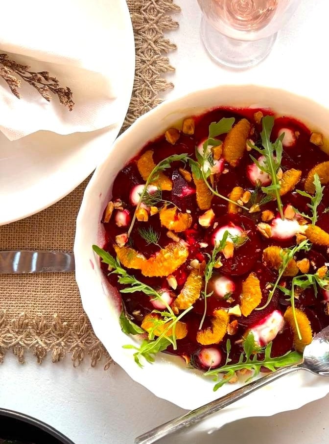 Fresh beetroot salad prepared by Villa Eats Private