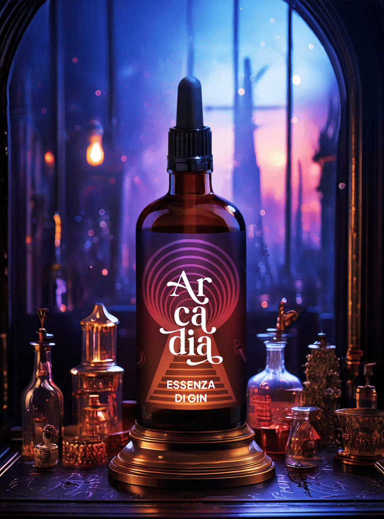 Una bottiglia di Arcadia, essenza di Gin da 10 cl