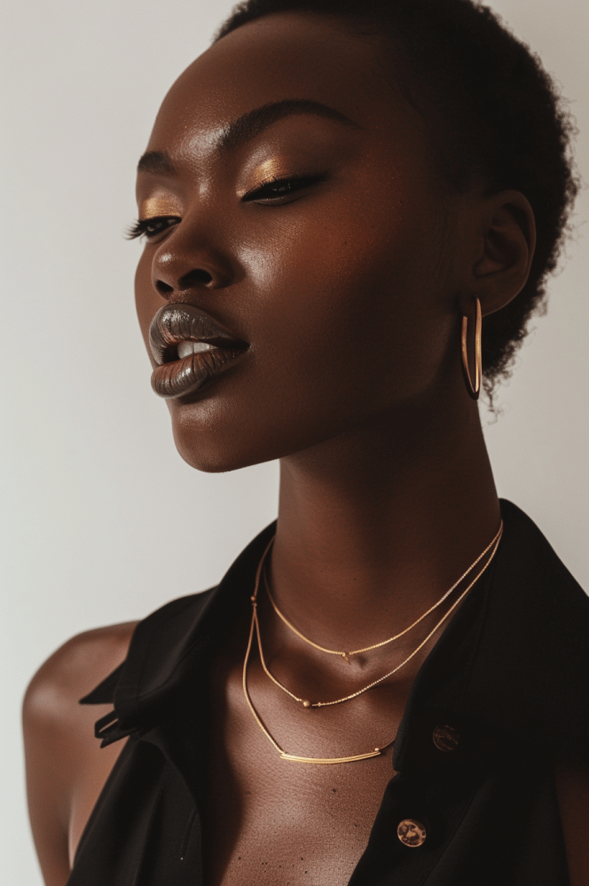 Layered Choker for Office Look. Gold Tone Necklace