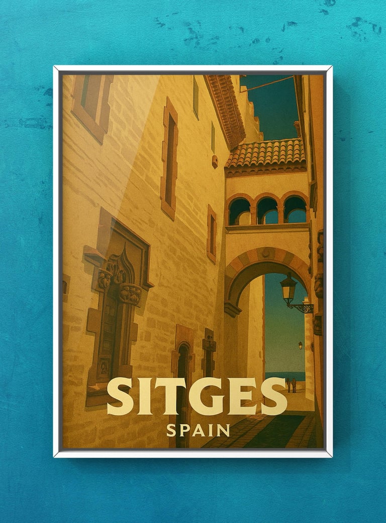 Vintage Sitges, Spain | Palau de Maricel Art Print