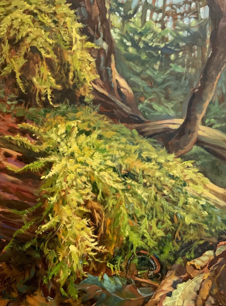 SALAMANDER SANCTUARY - Painting by Mary Morey