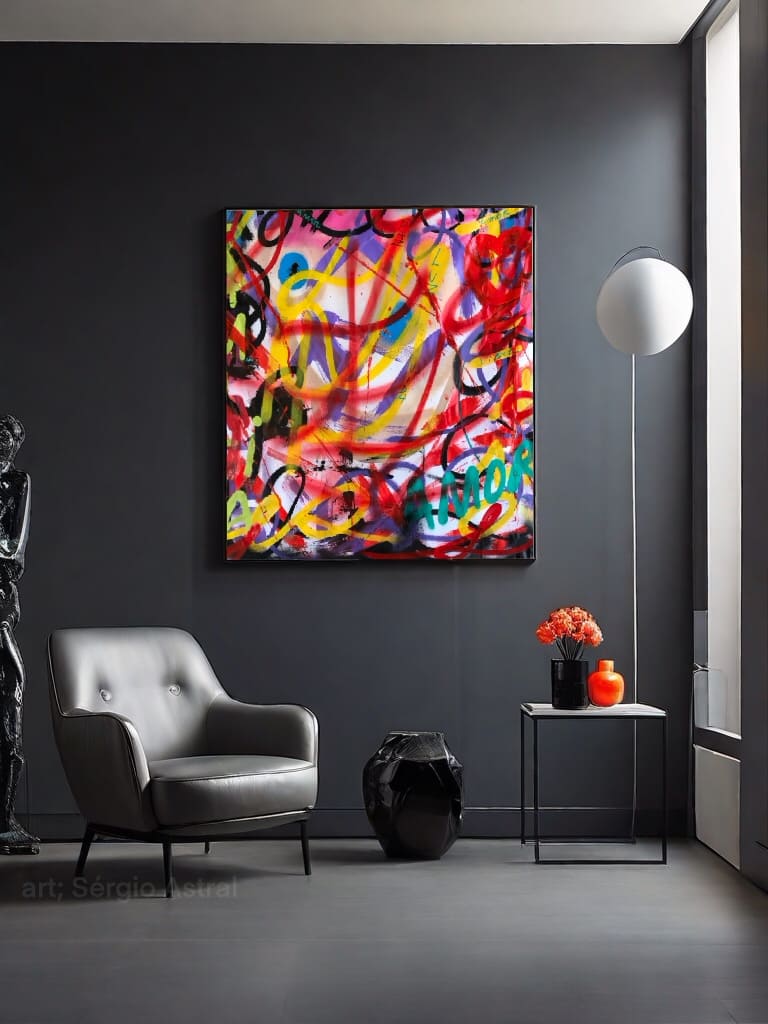 Uma obra de arte moderna com texturas e relevos