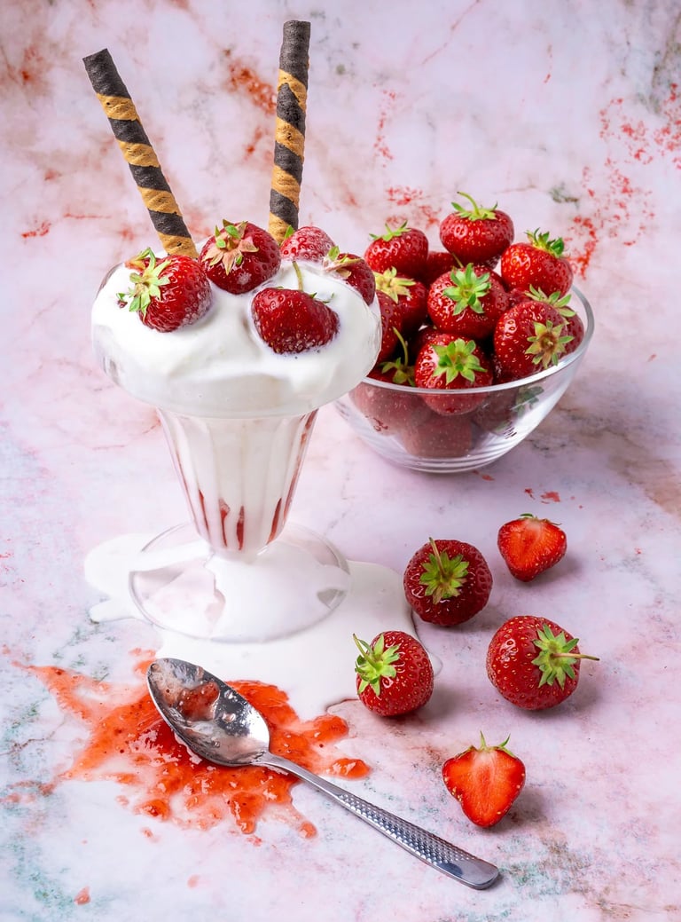 a bowl of strawberries and strawberries in a bowl
