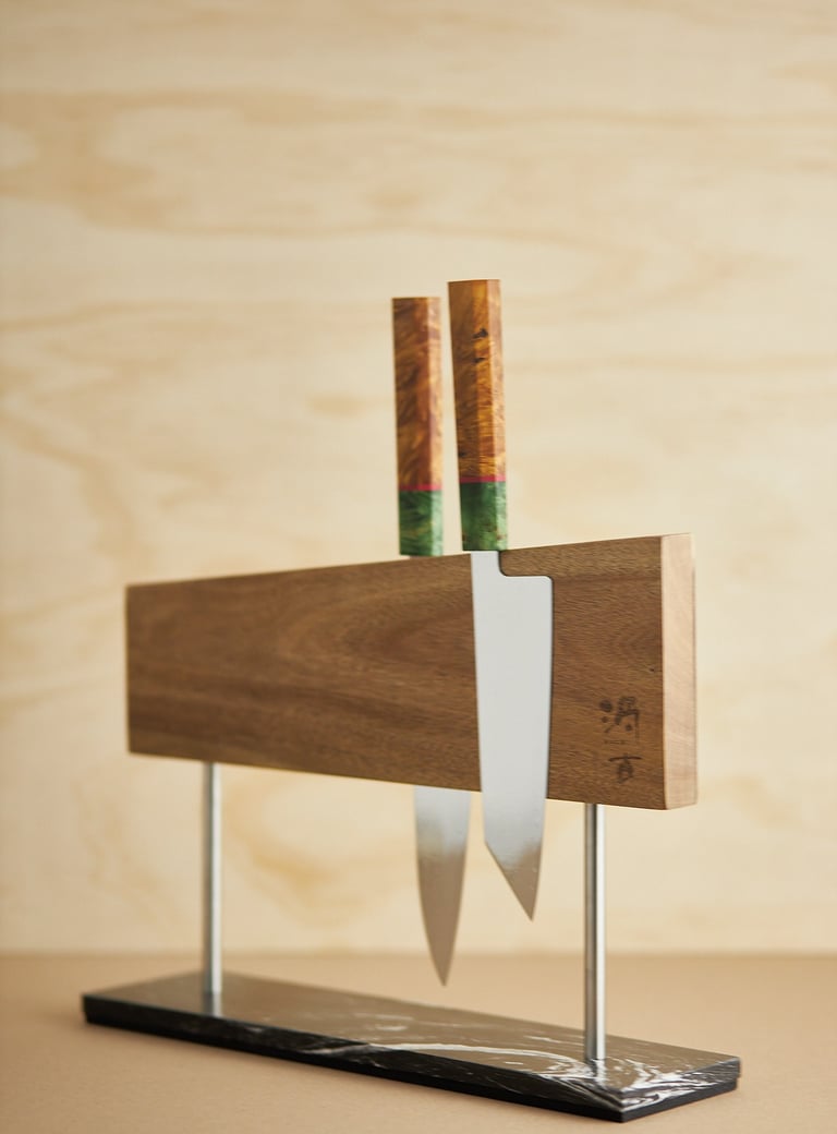 T H E K N I F E B L O C K by uzco - double sided free-standing magnetic knife block