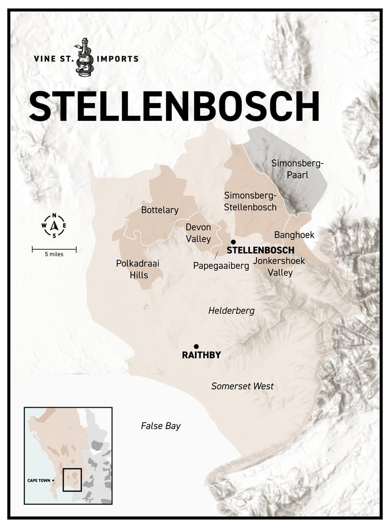 A wine map of South African wine regions