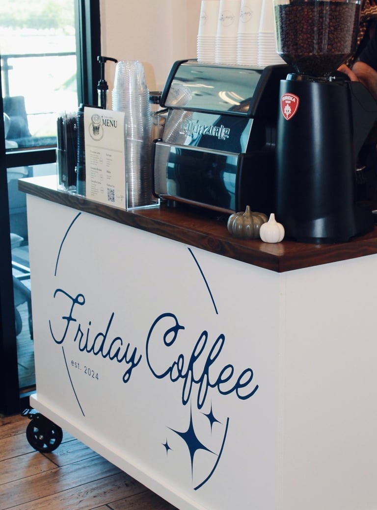 Custom Branded Coffee Cart & Mobile Espresso Bar Lattes Cappuccinos Dallas Coffee Catering for event