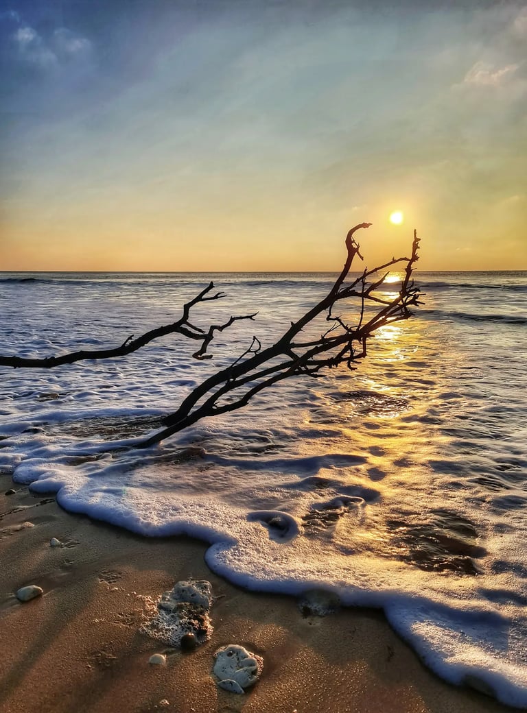 Coucher de soleil sur l'océan atlantique depuis l'île d'Oléron