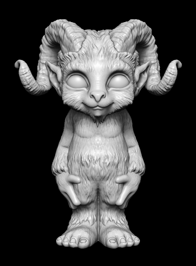 Cute faun fantasy character digitally sculpted for professional 3D sculptural services