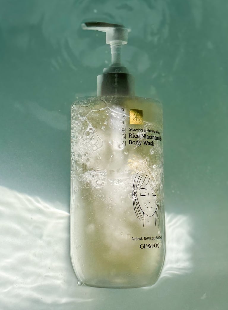 a bottle of liquid soap in a glass container UGC