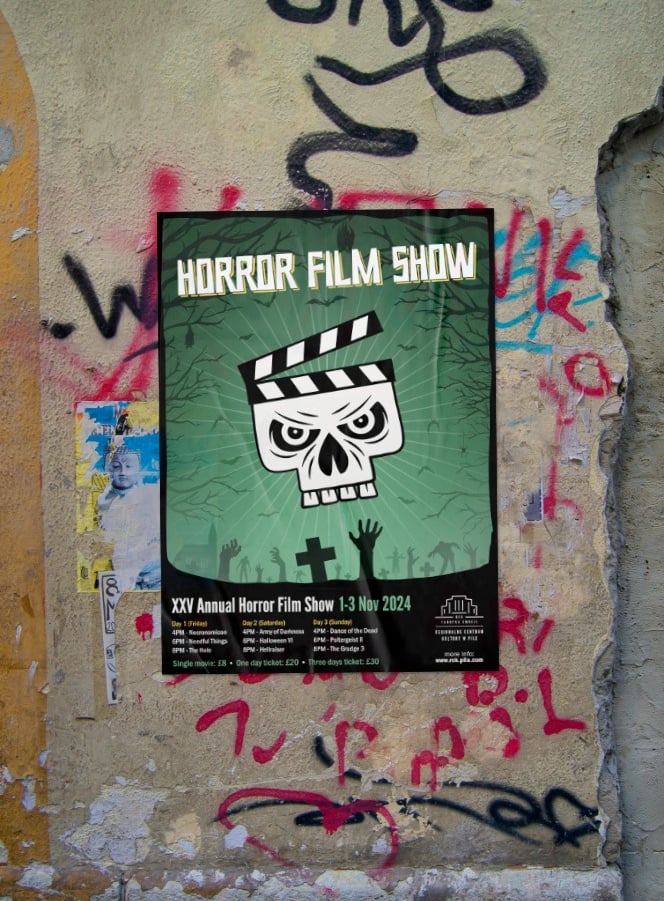 Horror Film Show poster on the wall