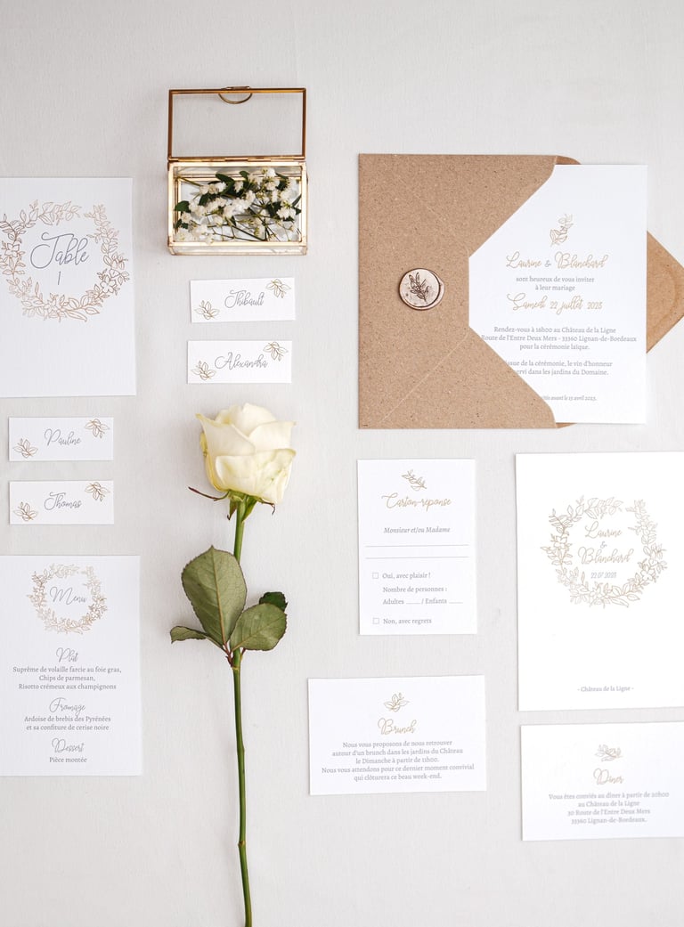 une photo de la papeterie de mariage