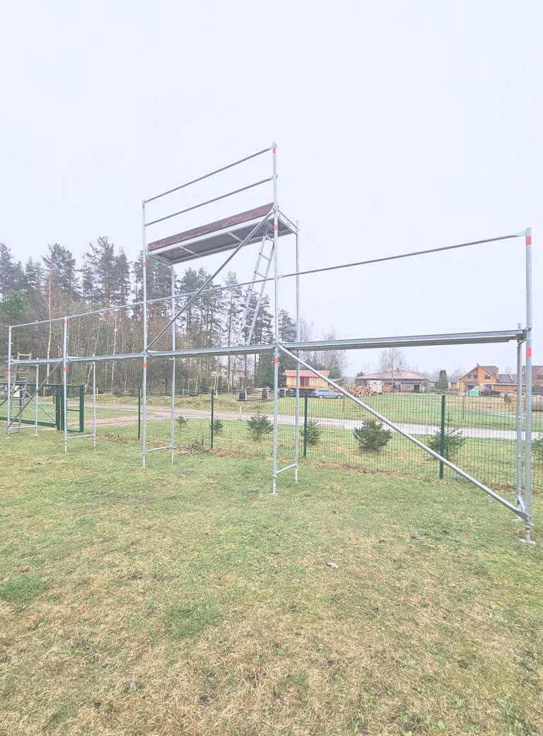 tērauda sastatnes stalazas ar torni 12x4.8m