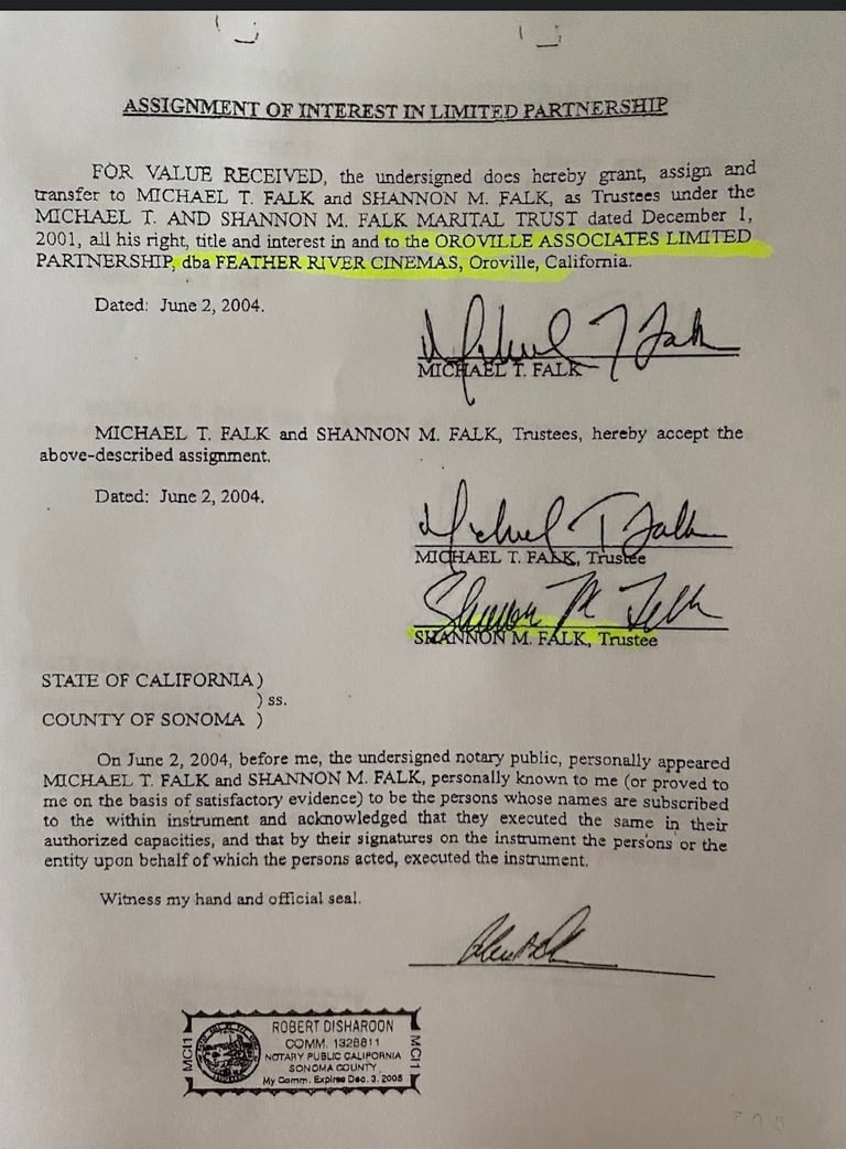 Shannon and Michael Falk's Oroville Association