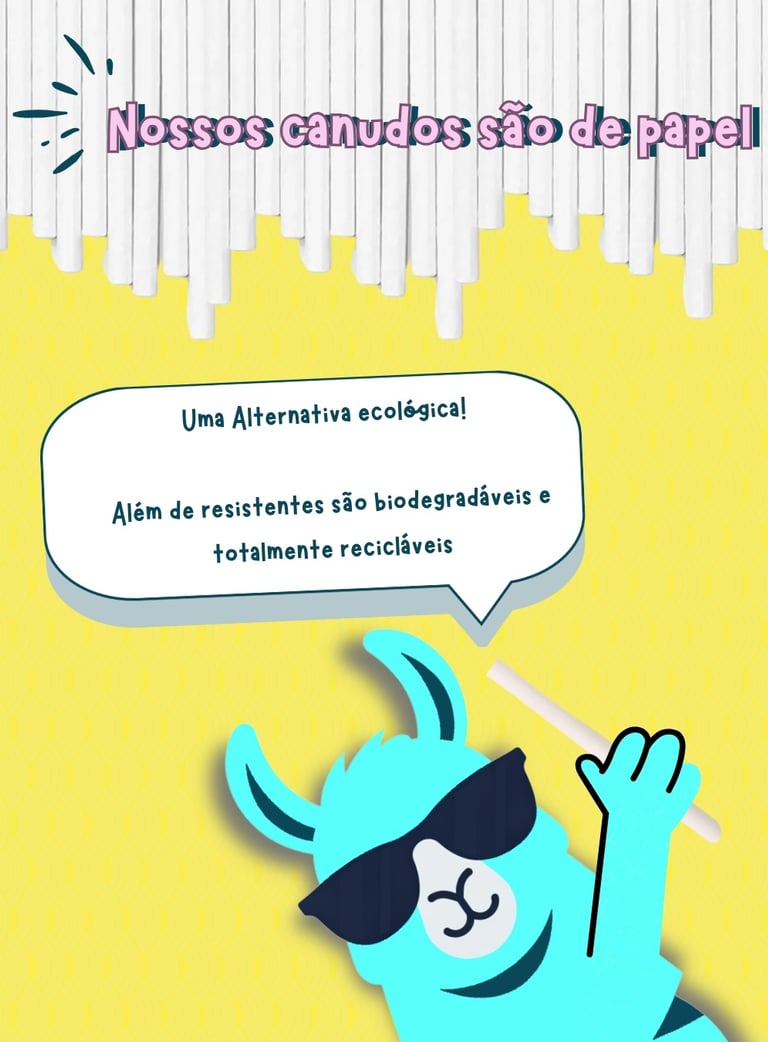 lhama falando que canudos de papel são ecológicos