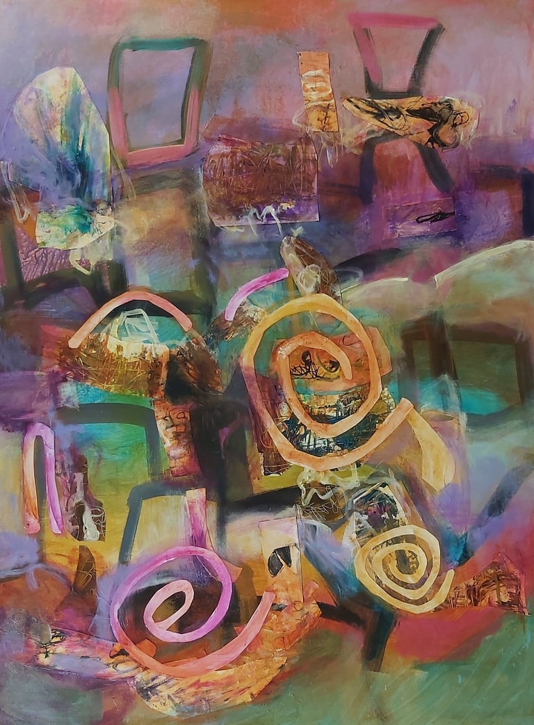 C-ONNECTIONS THROUGH WINDOWS, acrylic painting by Paulette Melanson