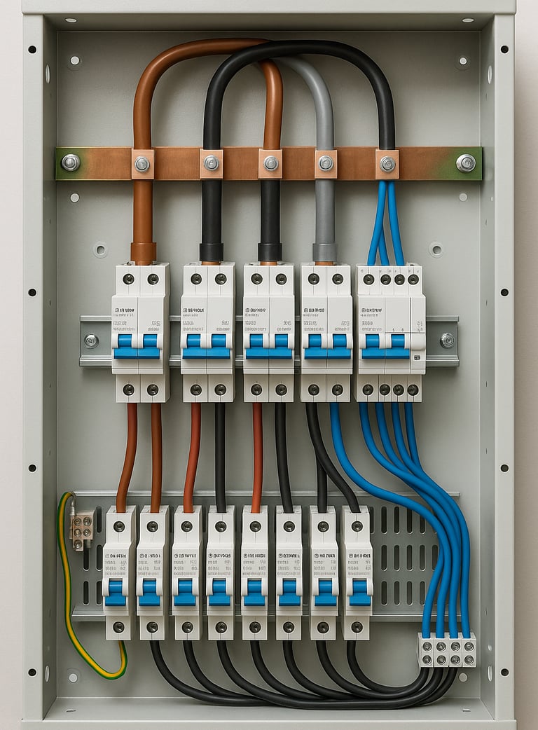 Commercial Electrician installed a fuse box.