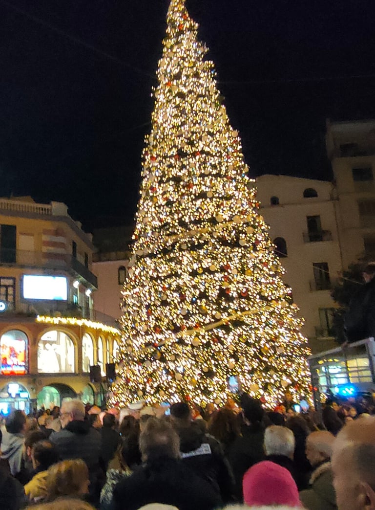 Luci d'Artista Salerno Piazza Portanova albero di Natale