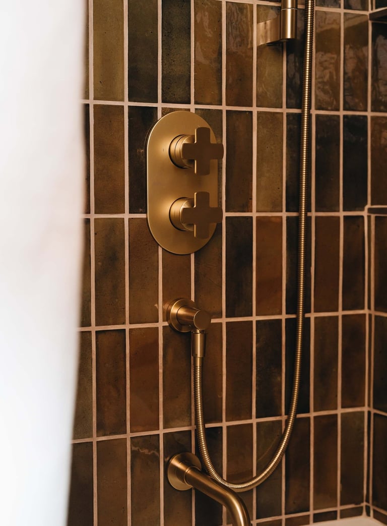 a shower with a shower head