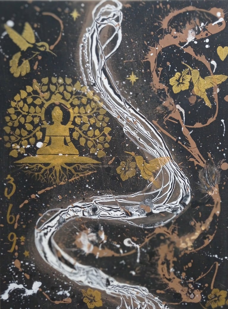 L'Eveil de la Kundalini - 130€ - Peinture acrylique 60X80 - 2004