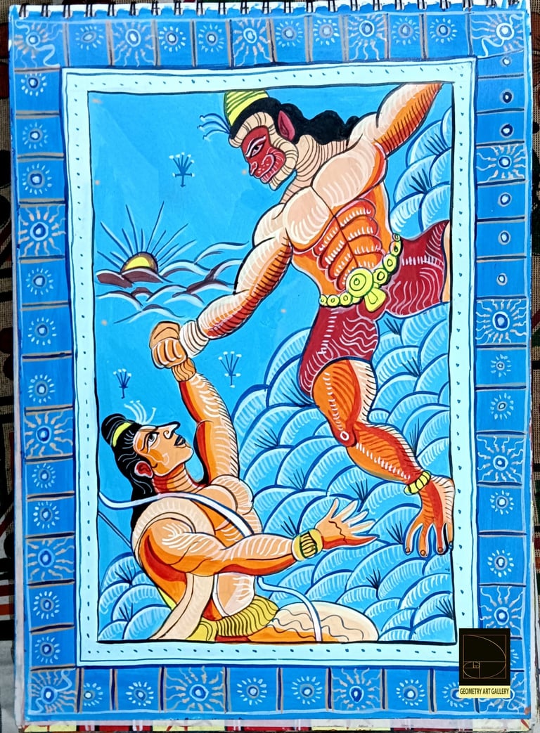 pattachitra art of ramayana and friendly bond of hanuman and rama
