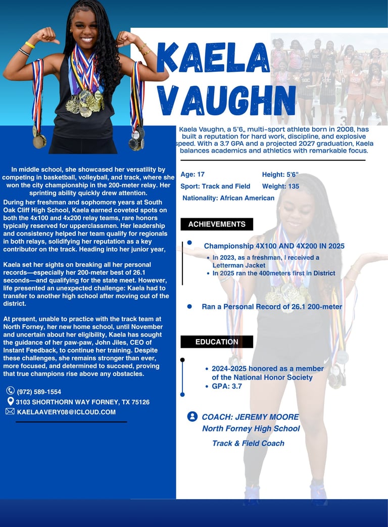 Kaela Vaughn Player Profile for North Forney High School