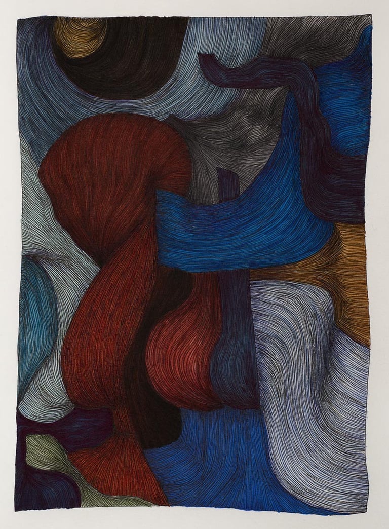 dessin abstrait encres couleurs