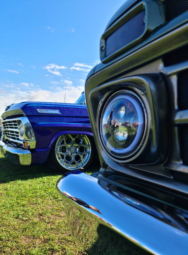 Classic and Custom American Pick Up Trucks at a Highway 63 meet in Yorkshire