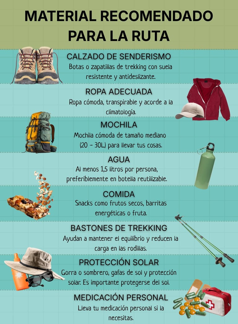 Material recomendado para rutas de senderismo guiadas con Guadalterra Aventura