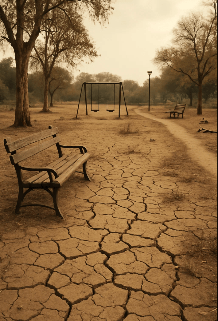 Parc asséché pour la journée mondiale de lutte contre la désertification et la sécheresse.