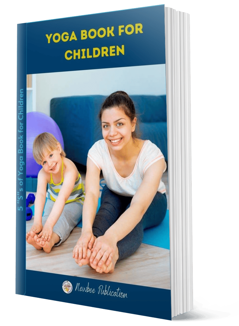 a woman sitting on a yoga mat with a child's feet on the floor yoga book for children