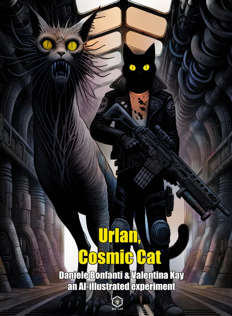 Urlan, Cosmic Cat. An AI-Illustrated Experiment. Comic Book by Daniele Bonfanti and Valentina Kay