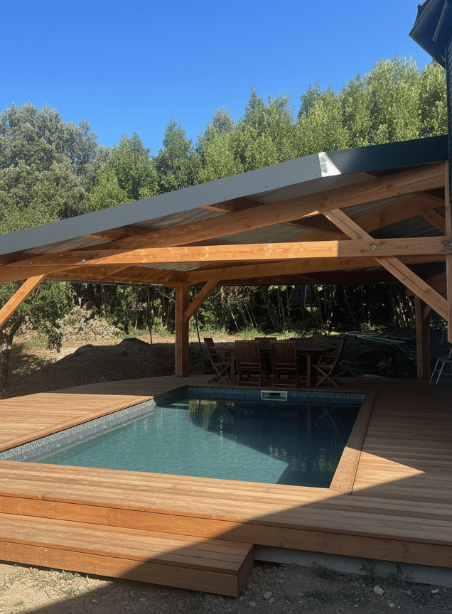 artisan charpentier Pool house bois/abris piscine à Aubenas Pool house bois aubenas